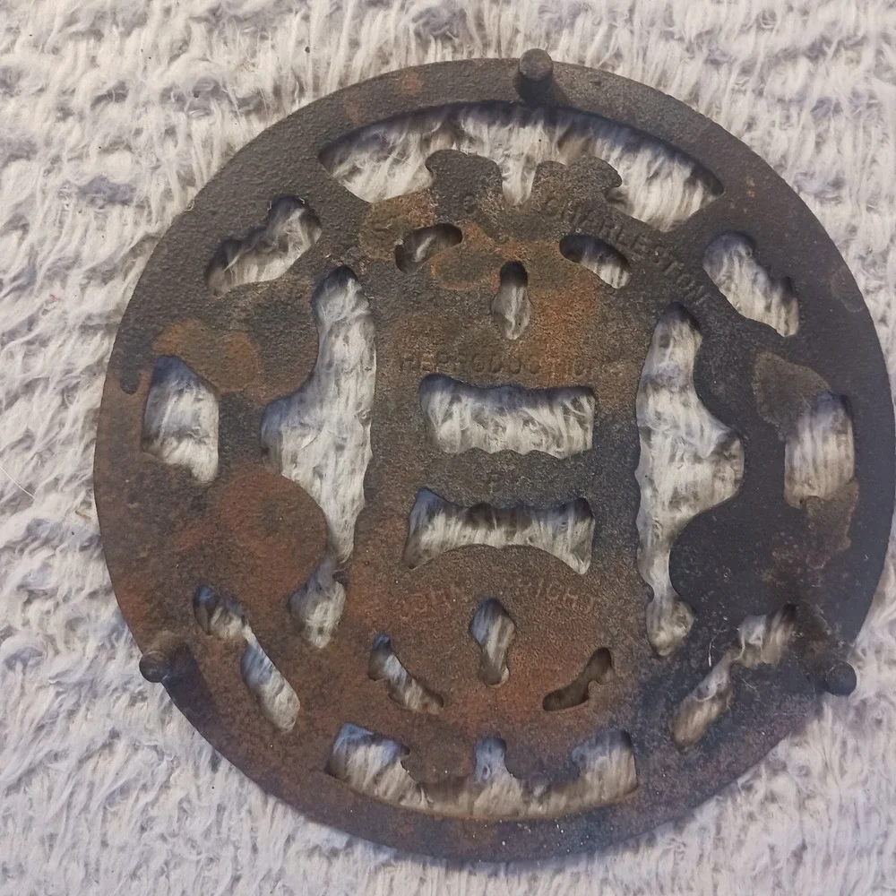 Charleston Reproduction Cast Iron Trivet Rustic Metal Scrollwork Decorative Base